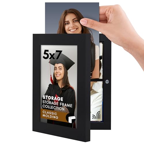 Americanflat 5x7 Picture Frame - Holds 35 Photos, Black