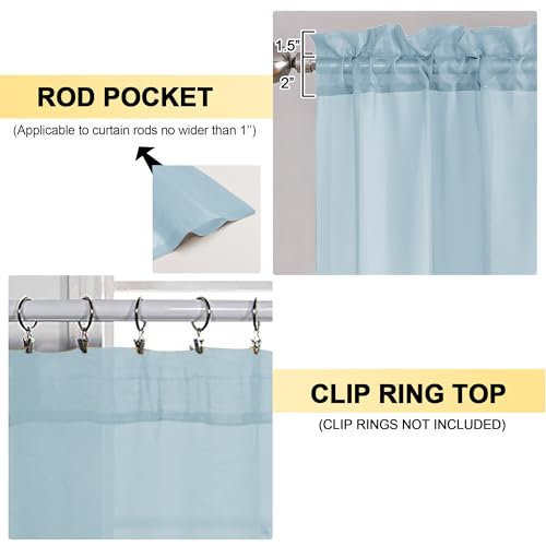 Sky Blue Sheer Curtains - Light Filtering 84 Inch Panels, 2 Pack