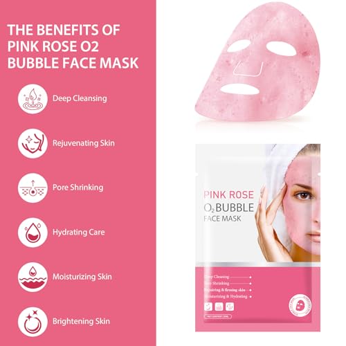 GUOYAOLIFU Rose Bubble Face Mask Sheet Hydrating Deep Cleansing Skin Care for Women