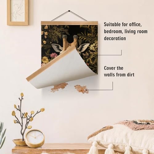 Vintage Giraffe Wall Art Poster - 12x16 Inch Canvas Print for Kids Room
