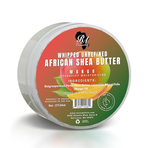 RA Cosmetics Whipped Shea Butter with Mango - 6oz Moisturizer for Skin & Hair
