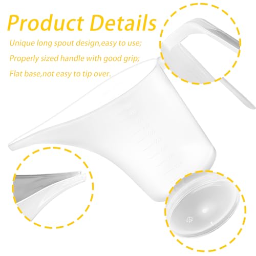 4-Pack 1000ml Measuring Funnel Pitchers - Long Spout Plastic Cups