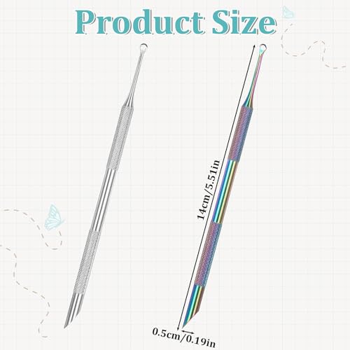 2 PCS Stainless Steel Loop Cuticle Pusher Set for Nail Care
