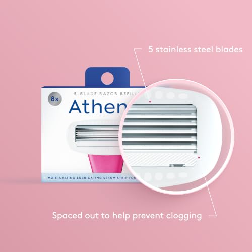 Athena Club Women's 5-Blade Razor Blade Refills - Pack of 8 - Compatible with Athena Razor System