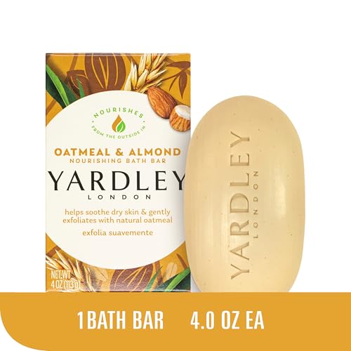 Yardley Oatmeal & Almond Bar Soap Pack of 4 - 4 Ounce Each, Moisturizing & Luxurious