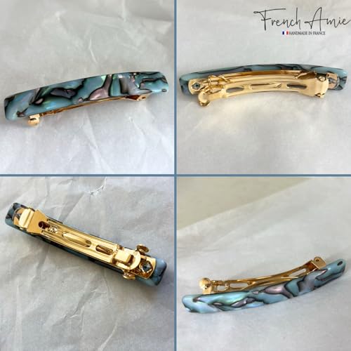 French Amie 2.25" Small Hair Barrette - Gray Magma Cellulose Acetate Clip