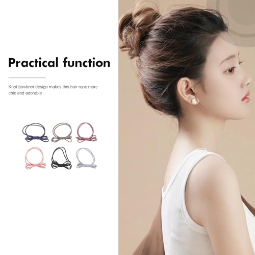 FRCOLOR Double-Layer Bowknot Elastic Hair Ties - 6-Pack Mixed Colors
