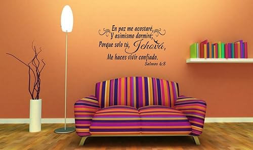 Spanish Wall Decal - Salmos 4:8 Bible Verse Art | Peel & Stick