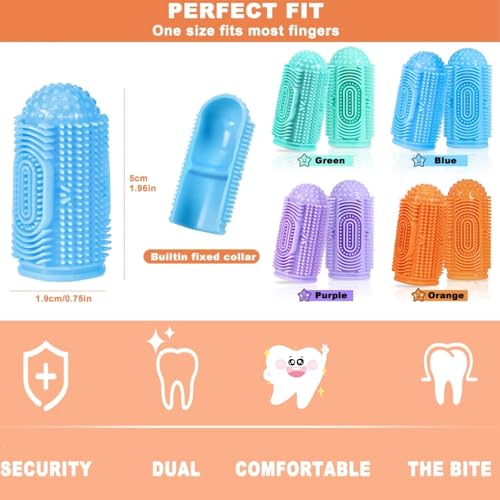 Silicone Baby Finger Toothbrush Set - 4 Soft Toothbrushes & Cases