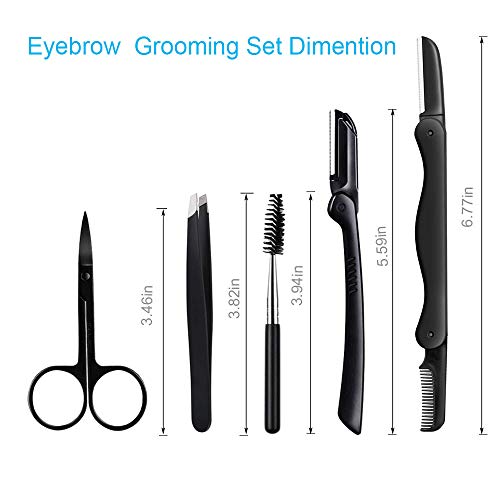 5-in-1 Eyebrow Grooming Kit for Men & Women - Razor, Scissors, Tweezers