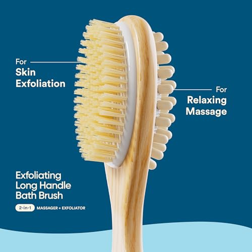 Bloom 2-in-1 Long Handle Body Brush for Exfoliation and Massage