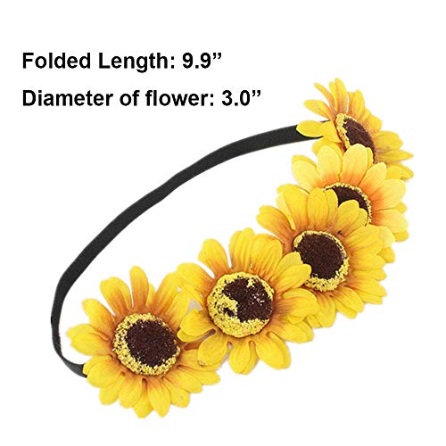 DALJIAFA 2 Pack Halloween Sunflower & Daisy Headbands Women Floral Hair Accessories