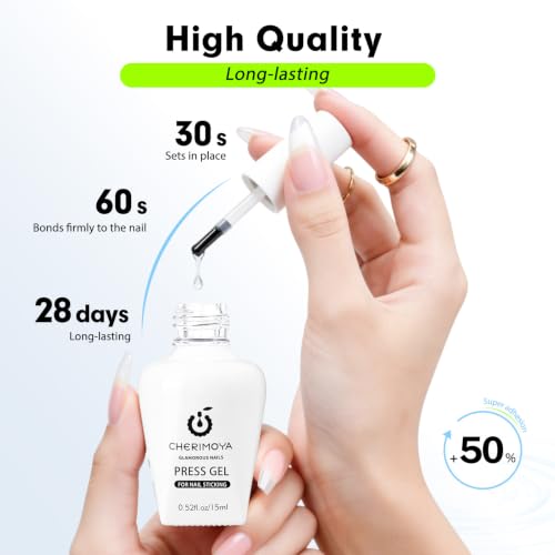 CHERIMOYA Gel Nail Glue for Acrylic Tips & Extensions 15ml - Strong, Clear, Salon & Home Use