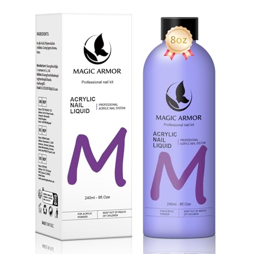 MAGIC ARMOR 8FL.OZ Multicolor Acrylic Liquid Monomer - MMA-Free for Nail Extensions
