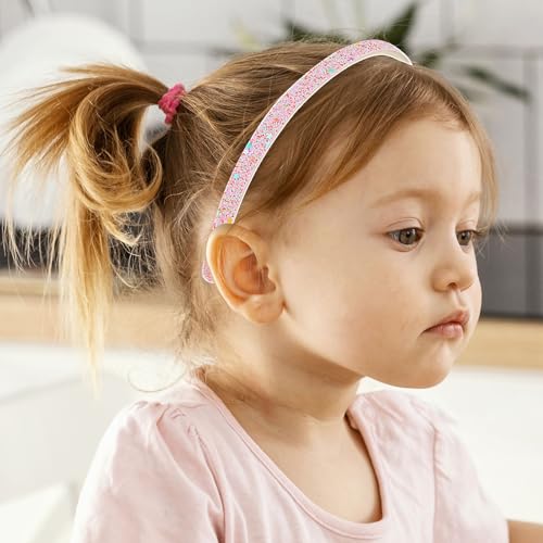 Glitter Headband Set for Girls - 4 Non-Slip Rainbow Hairbands