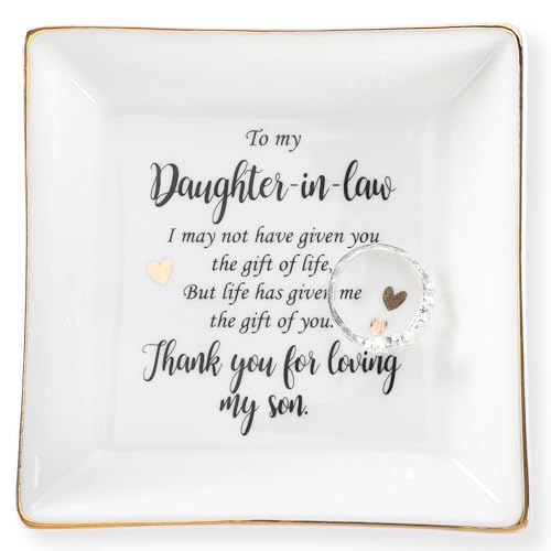 Ceramic Jewelry Dish for Daughter-in-Law - 3.9" Square Ring Tray
