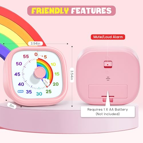 HIPPIH Visual Timer for Kids - 60-Minute Silent Countdown Timer
