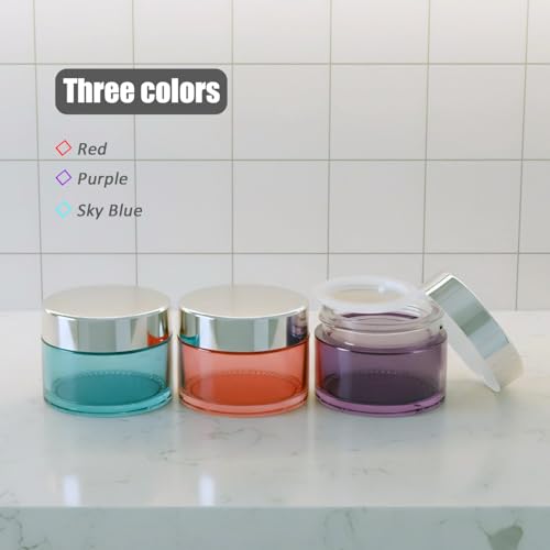 Seafulee 1 oz Colored Glass Travel Jars with Lids - 12 Pack