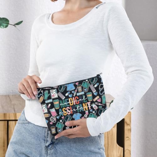 Medical Assistant Makeup Bag - Durable Waterproof Canvas Cosmetic Pouch