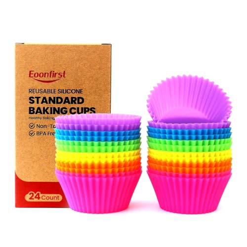 Reusable Silicone Baking Cups - 24 Pack, Non-Stick & BPA Free