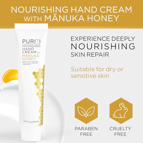 PURITI Nourishing Hand Cream with Manuka Honey - Fast Absorbing, 2.5 Fl Oz
