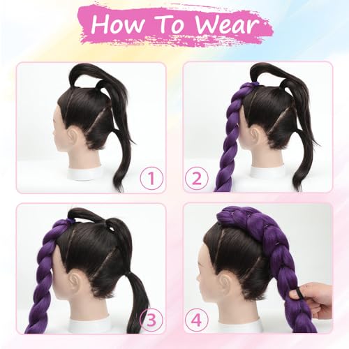24 Inch Synthetic Black Braided Ponytail Hair Extension with Tie