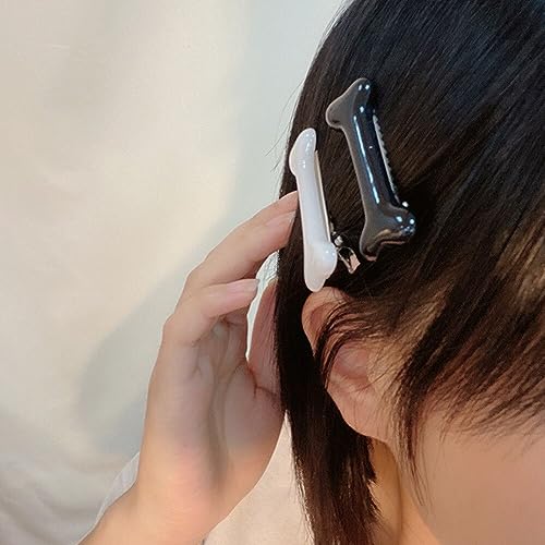 Dog Bone Hair Clips - Set of 4 Black & White Hairpins for Women & Girls