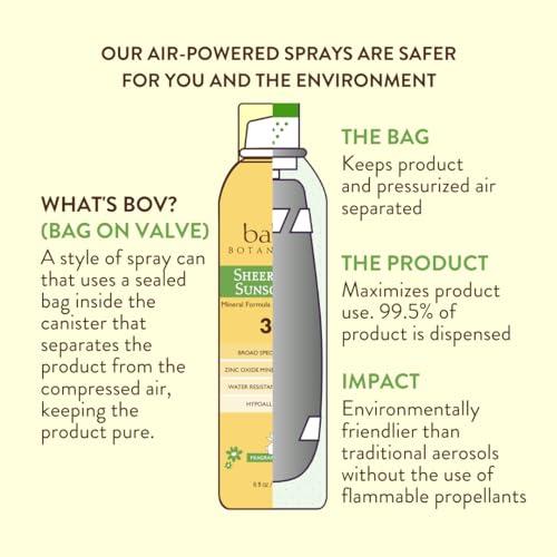 Babo Botanicals SPF30 Sheer Zinc Continuous Sunscreen Spray 6 Oz - Fragrance-Free, Water-Resistant, Extra Sensitive Skin