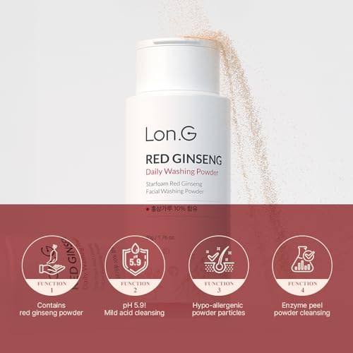 LON.G Red Ginseng Enzyme Powder Face Wash - Gentle Exfoliating Cleanser 50g
