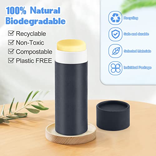 10 Pcs Eco-Friendly 2.5oz Kraft Cardboard Deodorant Containers with Push-Up Dispenser