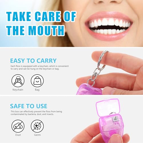 Healifty Portable Dental Floss Keychain - 4 Pack Ultra-Thin Oral Care