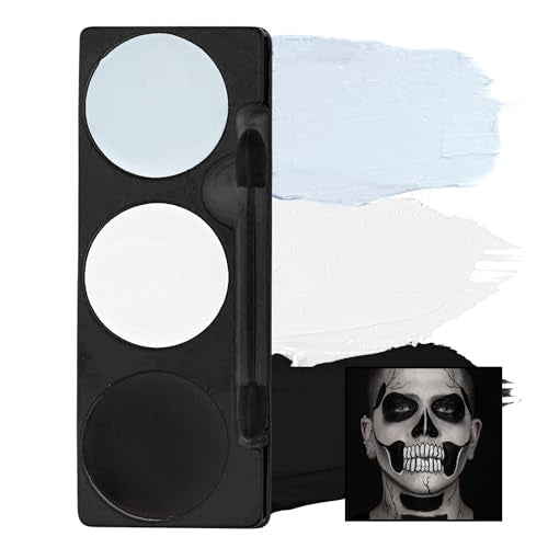 Mehron Skeleton Tri-Color Face Paint Palette - 10 Shades for Halloween