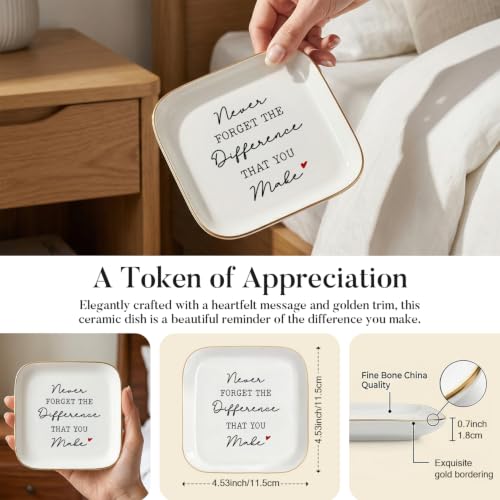 Ceramic Ring Dish with Inspirational Quote - Jewelry Tray for Gifts