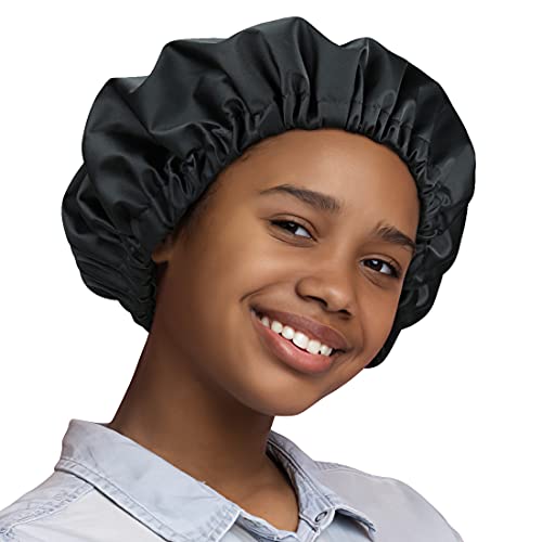 Kids Shower Cap for Curly Hair, Braids, Dreadlocks - Small Dark Black