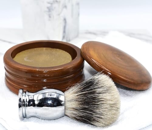 Parker Hand-Carved Mango Wood Shaving Soap Bowl for Rich Lather