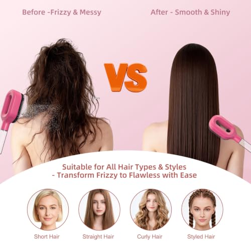 Olatay 2-in-1 Portable Misting Hair Brush with Water Spray - Rose Red