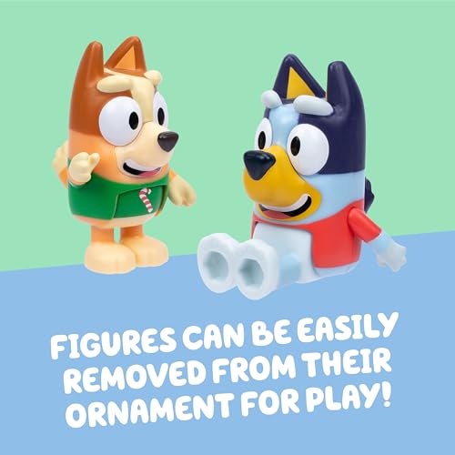 Bluey and Bingo Christmas Ornament Pack - 2 Poseable Mini Figures