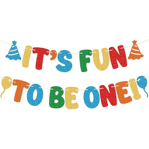 It's Fun to Be One Banner | Colorful 1st Birthday Decorations