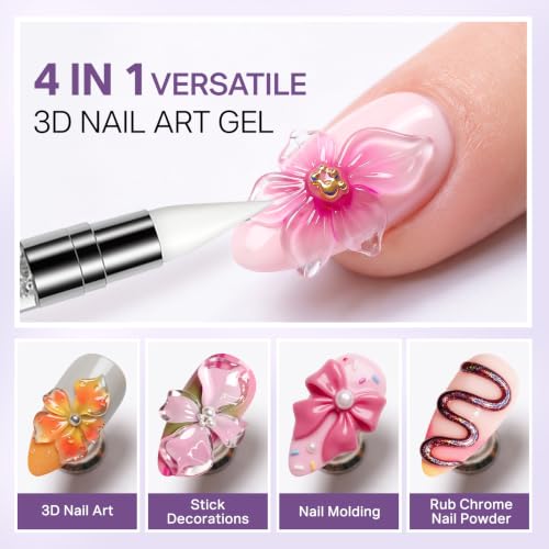 MIZHSE 2x30g 3D Nail Gel Kit with Sculpture Pen – Clear + White