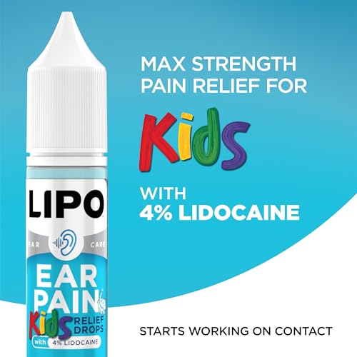 LIPO Kids Ear Pain Relief Drops - 4% Lidocaine for Earaches