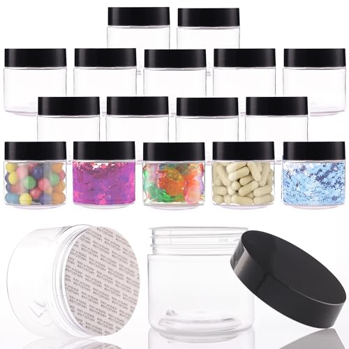 6 OZ Plastic Jars with Lids - 18 Pack Leak Proof Travel Containers