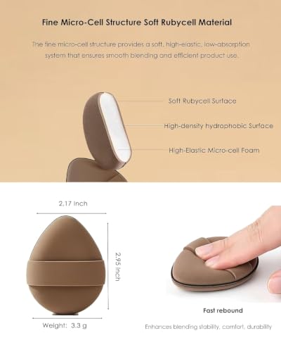 ACCOF 3Pcs Teardrop Double-Sided Makeup Sponges with Elastic Band