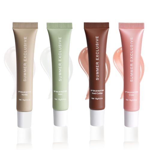 KALLCSENY 4pcs Summer Tinted Lip Balm Butter & Conditioning Lip Mask Set