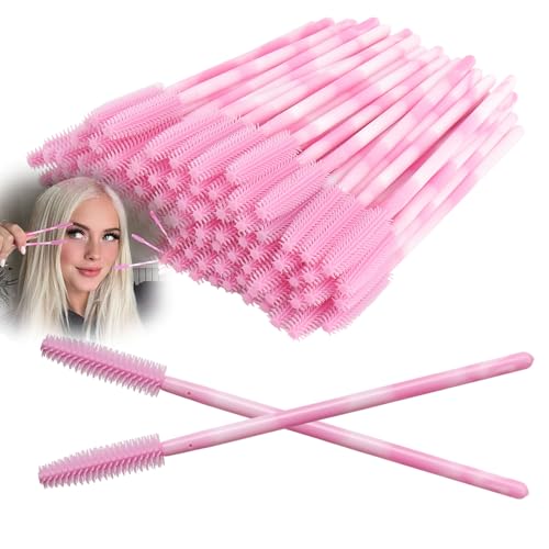 Silicone Mascara Wands - 50 Pack Dual-Color Spoolies for Lash Extensions