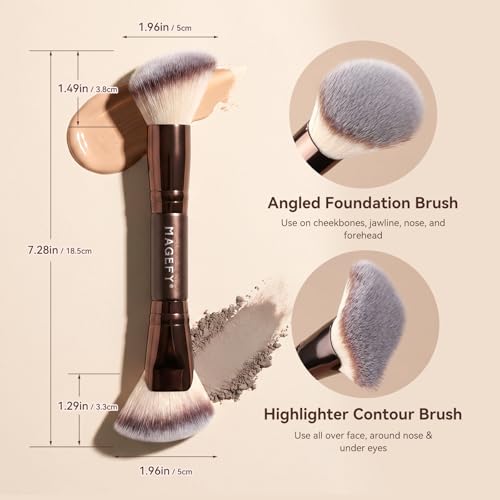 MAGEFY Double-Ended Makeup Brush Set - 2Pc Foundation & Contour Brushes