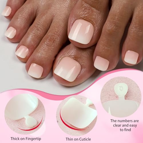 Ombre LoveOurHome 120pc Press On Toenails Kit for Toes - Glue On Short Square False Nails