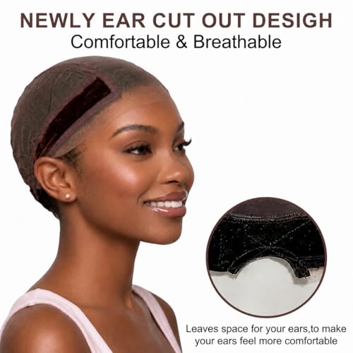 VITASHYNX Brown Wig Grip Cap for Glueless Wigs Adjustable Breathable Mesh