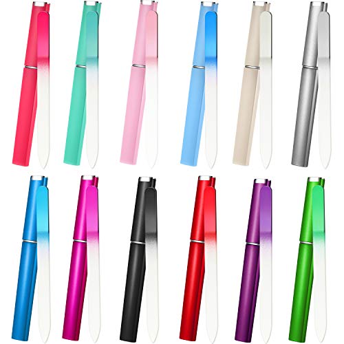 Mudder 12-Piece Glass Nail Files Set with Cases for Manicure