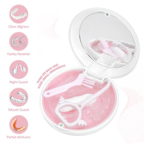 Portable Orthodontic Retainer Case with Magnetic Closure - White Pink