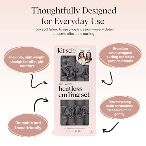 Kitsch Satin Heatless Curlers Set - Overnight Frizz-Free Curls